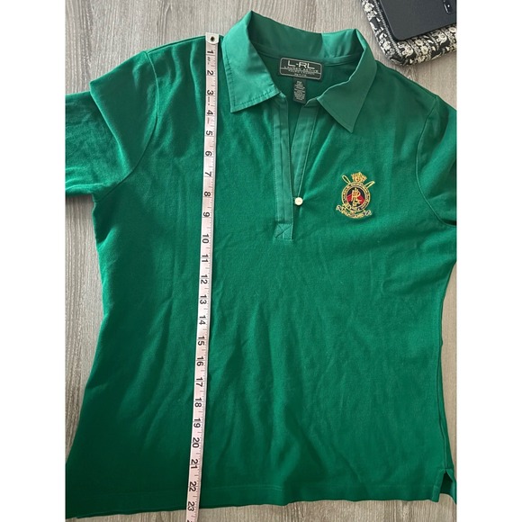 L RL Ralph Lauren Active Petite Medium Polo Shirt Equestrian Crest 3/4 Sleeve - Picture 7 of 8